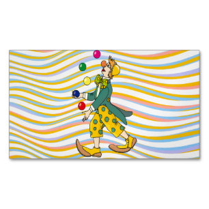 Funny Clown Playing With Colorful Balls Business Card Magnet