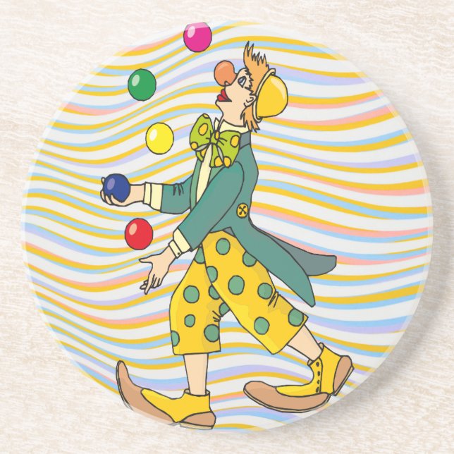 Funny Clown Playing With Colorful Balls Coaster (Front)