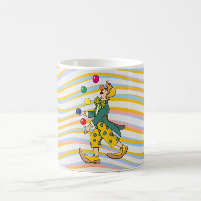 Funny Clown Playing With Colorful Balls Coffee Mug (Center)