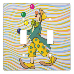 Funny Clown Playing With Colorful Balls Light Switch Cover