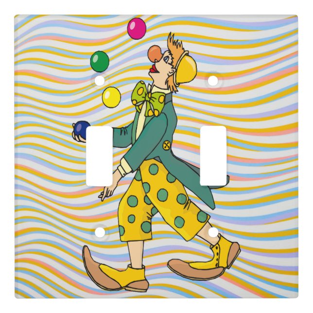 Funny Clown Playing With Colorful Balls Light Switch Cover (Front)
