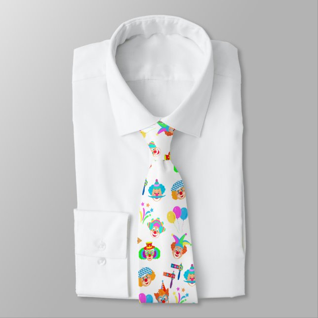 Funny Clown Purim Festival Party CARNIVAL Symbols Neck Tie (Tied)