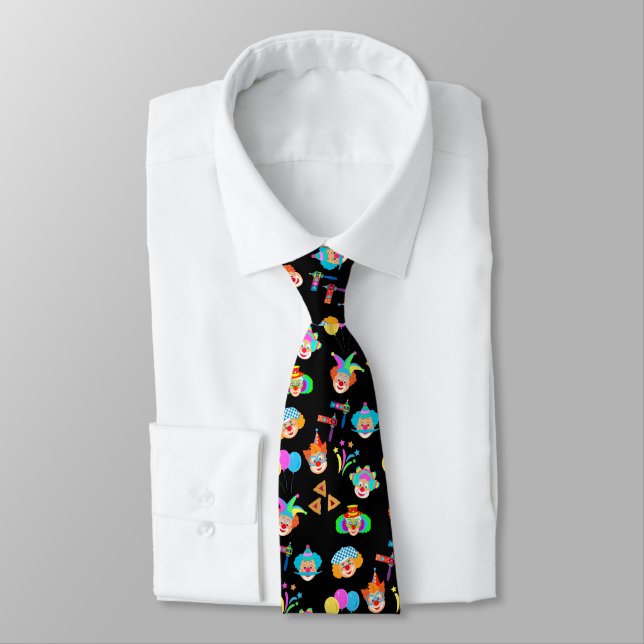 Funny Clown Purim Festival Party CARNIVAL Symbols Neck Tie (Tied)