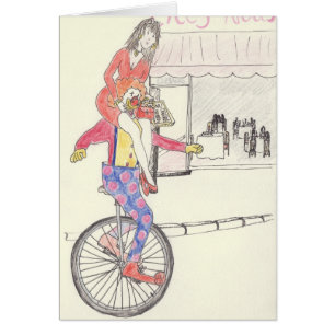 Funny Clown Romance Quirky Love Drawing Art Humour Cards