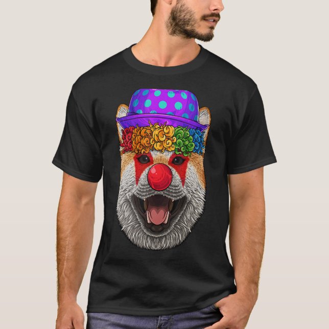Funny Clown Shiba Inu Circus Carnival Costume Them T-Shirt (Front)