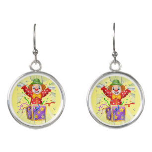 funny clown under the broken glass earrings