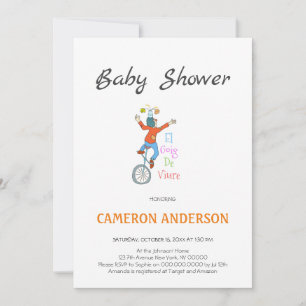 Funny Clown with Unicycle. Invitation