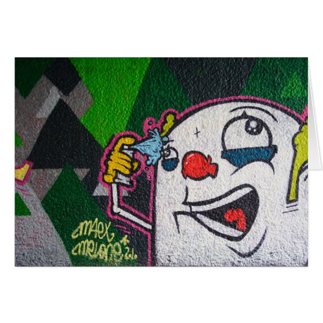 Funny Clown With White Face Cards (Front Horizontal)