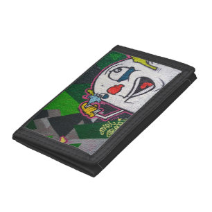 Funny Clown With White Face Tri-fold Wallet