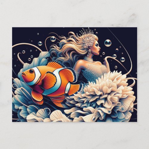 Funny ClownFish Fashion Woman Postcard