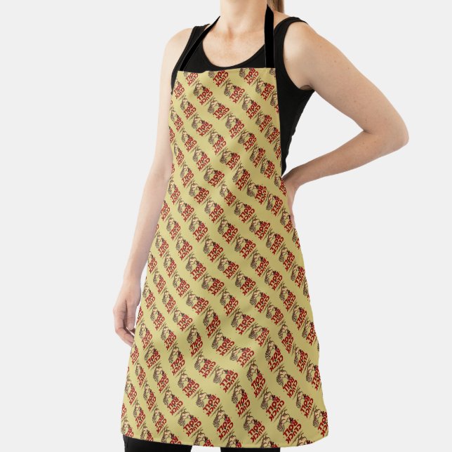 Funny "Cluck & Roll" Cool Rooster Cartoon Design Apron (Insitu)