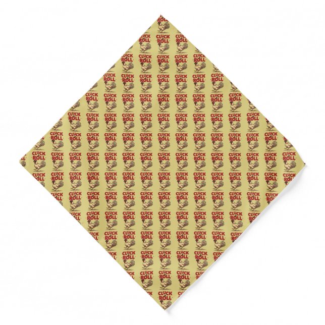 Funny "Cluck & Roll" Cool Rooster Cartoon Design Bandana (Front)