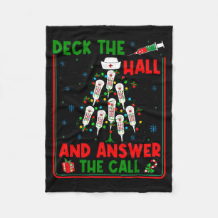 Funny Cna Deck The Halls Answer The Calls Nurse Ch Fleece Blanket
