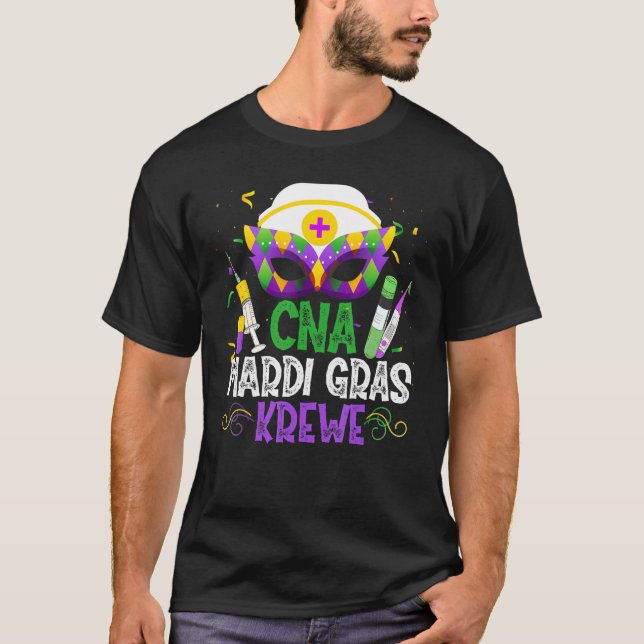 Funny Cna Krewe Nurse Nursing Mask Mardi Gras Carn T-Shirt (Front)
