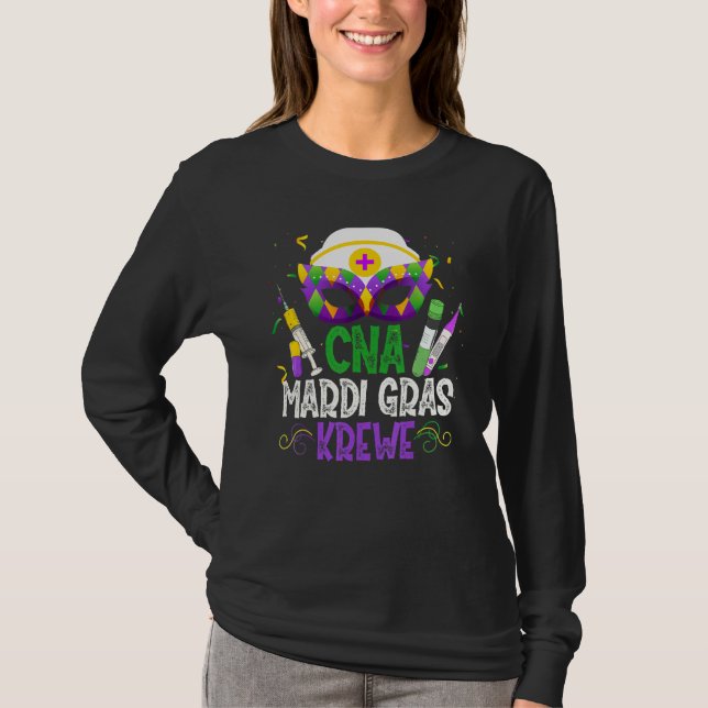 Funny Cna Krewe Nurse Nursing Mask Mardi Gras Carn T-Shirt (Front)