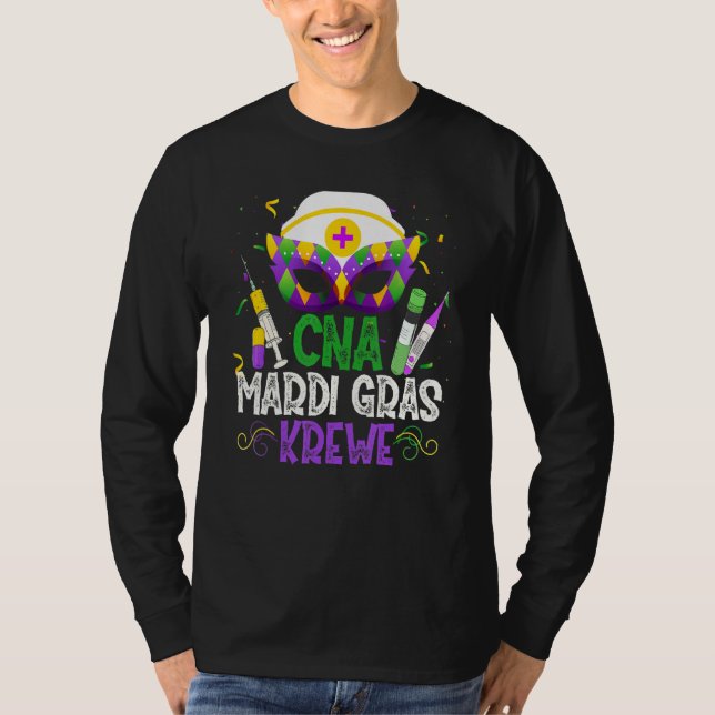 Funny Cna Krewe Nurse Nursing Mask Mardi Gras Carn T-Shirt (Front)