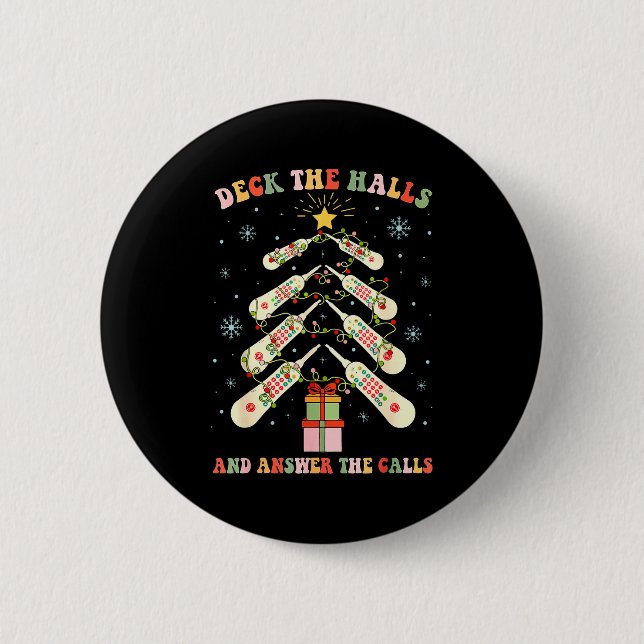 Funny Cna Nurse Christmas Medical Xmas Trees Nursi Button (Front)
