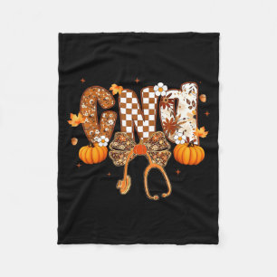 Funny Cna Nurse Coquette Bow Stethoscope Fall Girl Fleece Blanket
