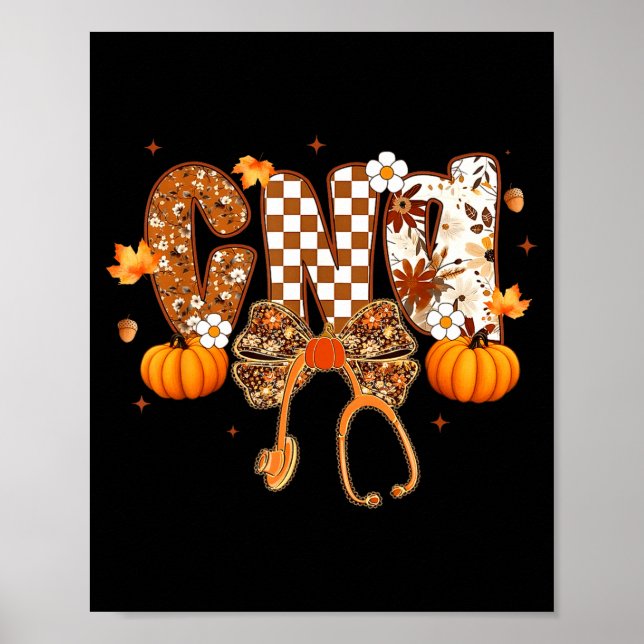Funny Cna Nurse Coquette Bow Stethoscope Fall Girl Poster (Front)