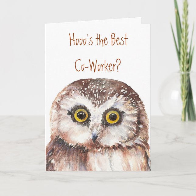 Funny Co-worker Birthday, Wise Owl Humor Card (Front)