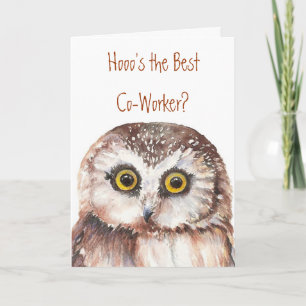 Funny Co-worker Birthday, Wise Owl Humor Card