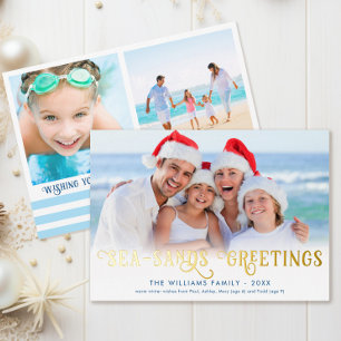 Funny Coastal Christmas Season's Greetings Foil Holiday Card