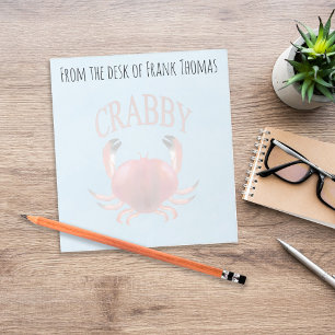 Funny Coastal Crab Personalized Desk Stationery Notepad