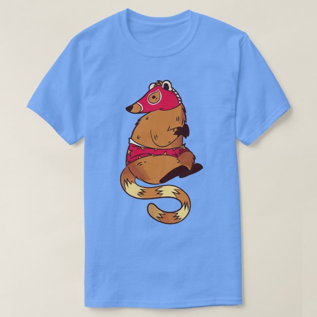Funny Coati Luchador Wrestler Sketch Drawing T-Shirt (Design Front)