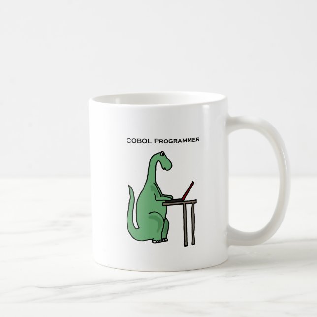 Funny COBOL Programmer Dinosaur Coffee Mug (Right)