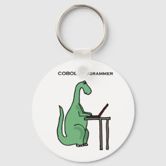 Funny COBOL Programmer Dinosaur Keychain