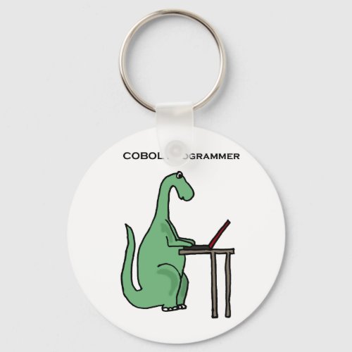 Funny COBOL Programmer Dinosaur Keychain