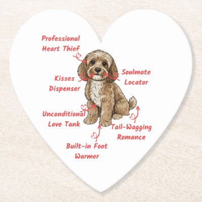 Funny Cockapoo Anatomy - Unique Valentine Gift Paper Coaster