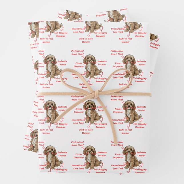Funny Cockapoo Anatomy - Unique Valentine Wrapping Paper Sheets (In situ)