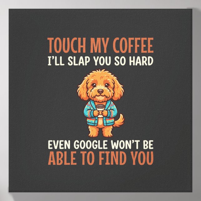 Funny Cockapoo Coffee Lover Canvas Photo Tile (Front Set)
