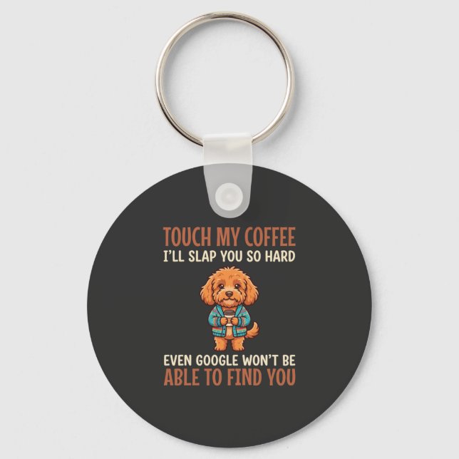 Funny Cockapoo Coffee Lover Keychain (Front)
