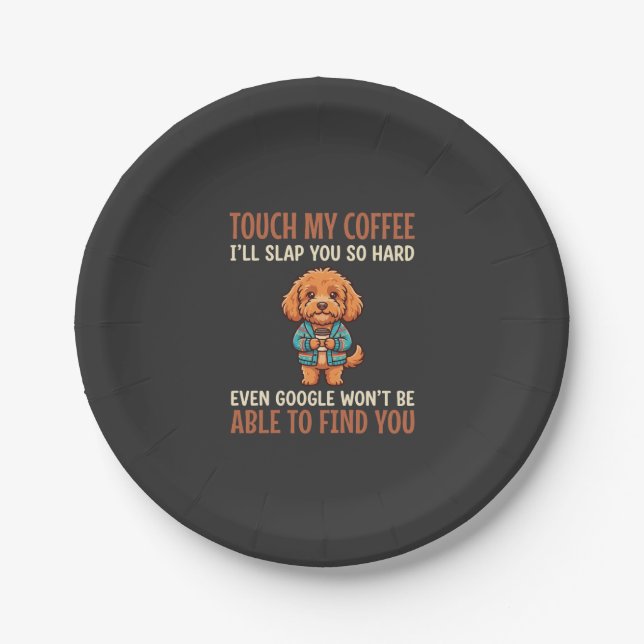 Funny Cockapoo Coffee Lover Paper Plates (Front)