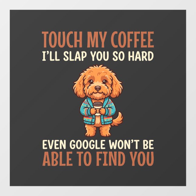 Funny Cockapoo Coffee Lover Window Cling (Sheet)