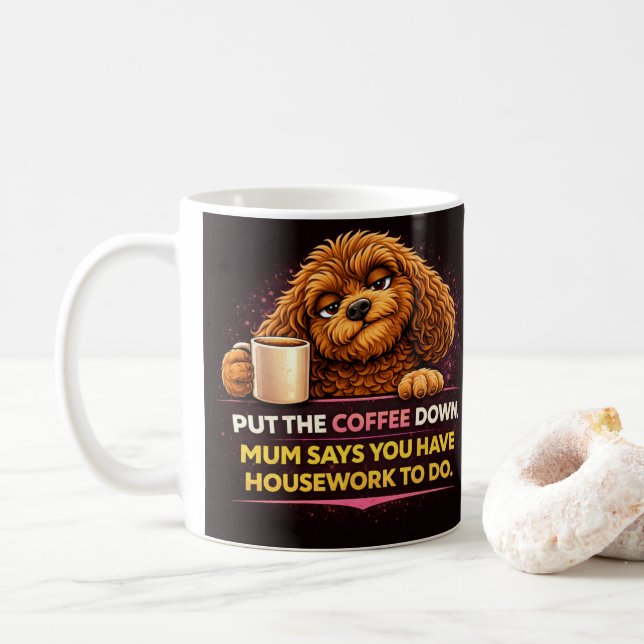 Funny Cockapoo Coffee Mug | Dog Mom Humor Mug (With Donut)