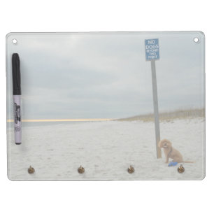 Funny Cockapoo On The Beach Dry Erase Board With Keychain Holder