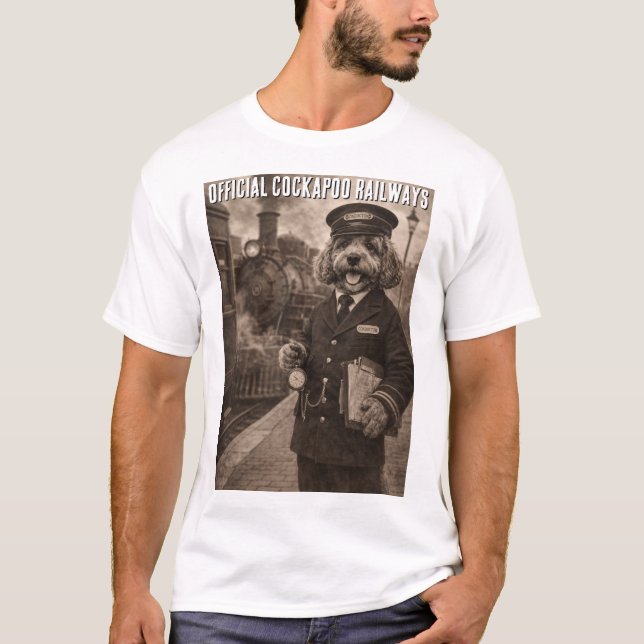 Funny Cockapoo Railways T-Shirt  (Front)