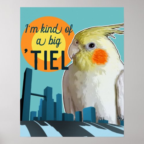 Funny Cockatiel City Skyline Dinosaur Tiel Birb Poster