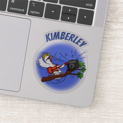 Funny cockatoo bird rock guitar player cartoon sticker