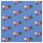 Funny cockatoo playing rock guitar cartoon fabric