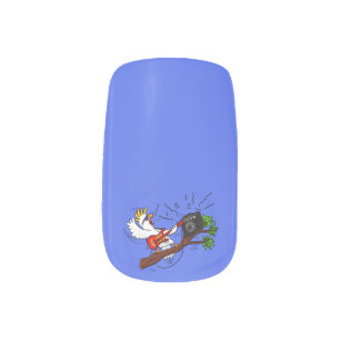 Funny cockatoo playing rock guitar cartoon minx nail art