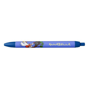 Funny cockatoo playing rock guitar cartoon pen