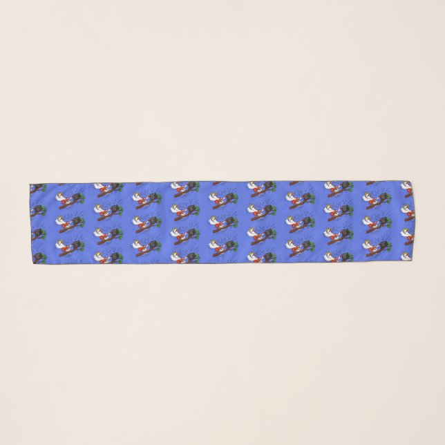 Funny cockatoo playing rock guitar cartoon scarf (Front (Horizontal))