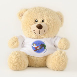 Funny cockatoo playing rock guitar cartoon teddy bear