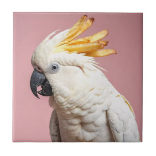 Funny Cockatoo With French Fries Crest Ceramic Tile