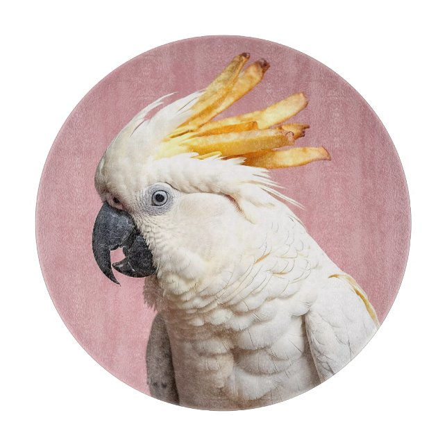 Funny Cockatoo With French Fries Crest Cutting Board (Front)