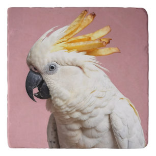 Funny Cockatoo With French Fries Crest Trivet